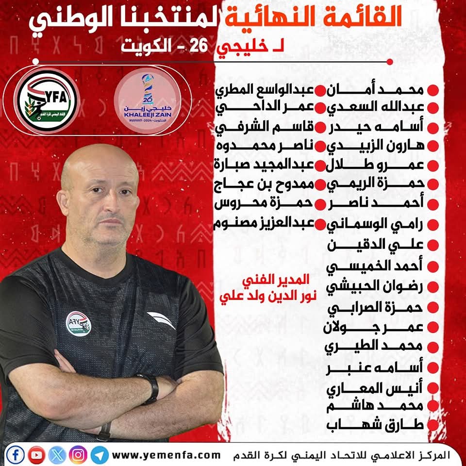 تعرف على القائمة النهائية للمنتخب الوطني لخليجي 26