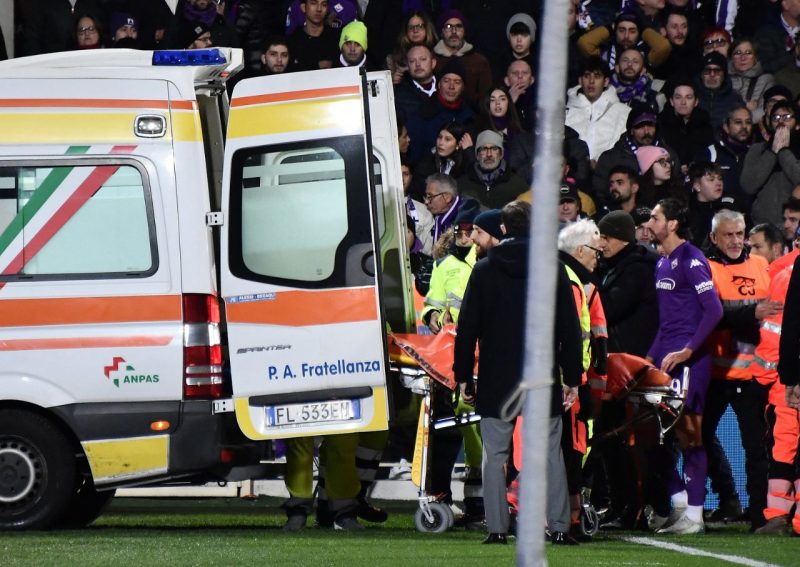 ايقاف مباراة فيورنتينا وانتر ميلان نتيجة سقوط لاعب أثناء المباراة
