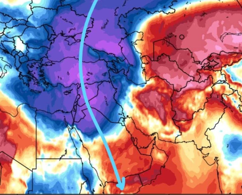توقعات باندفاع منخفضات قطبية شديدة البرودة نحو الجزيرة العربية