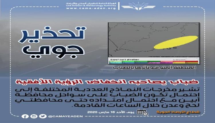 الأرصاد تحذر من ضباب كثيف وانعدام الرؤية في عدد من المحافظات 