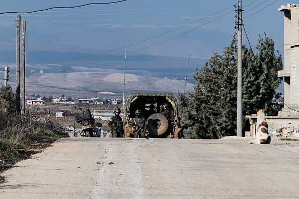 QUNEITRA, SYRIA - JANUARY 6: Israeli soldiers wait in the Al Hamadyeh area of Quneitra province, located in the Golan Heights, Syria on January 6, 2025. (Photo by Santiago Montag/Anadolu via Getty Images)