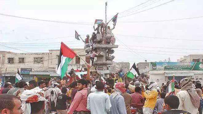 لحج.. تظاهرة تضامنية حاشدة مع قطاع غزة